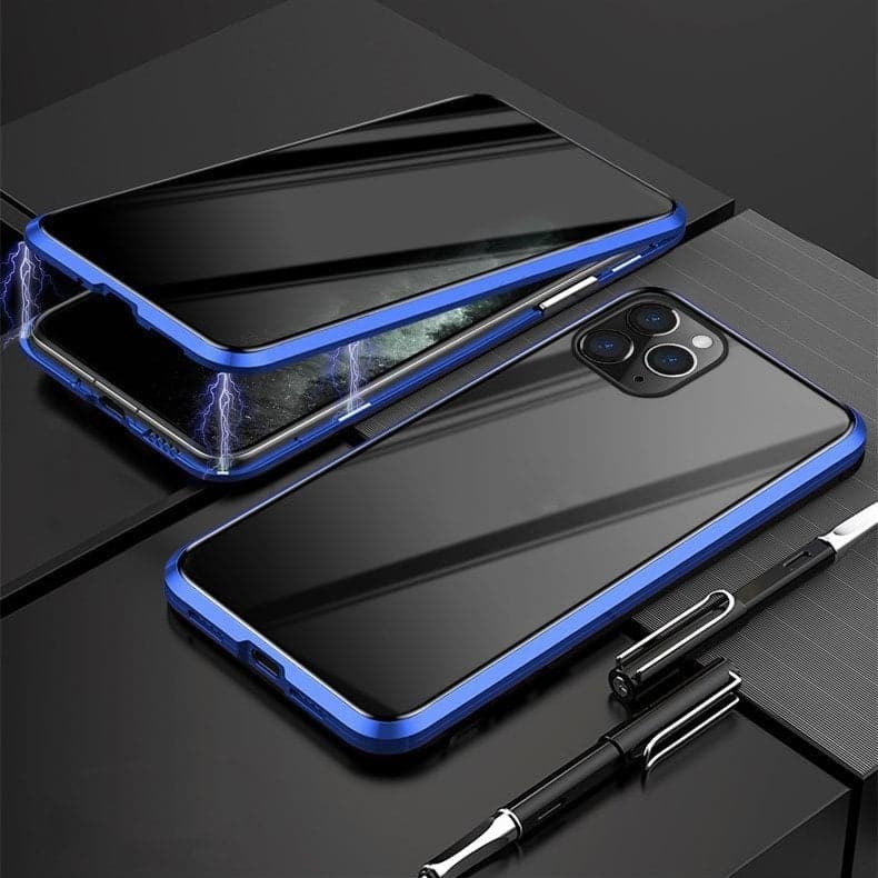 ✨ Magnetska maskica za iPhone s zatamnjenim staklom i metalnim okvirom 📱🔒