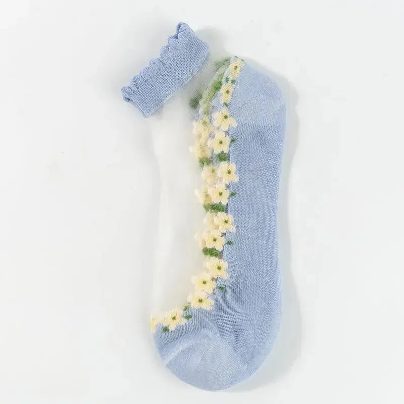 🌺🧦 Ženske proljetno-ljetne čarape do gležnjeva s cvjetnim čipkastim uzorkom 👠