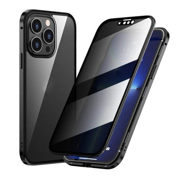 ✨ Magnetska maskica za iPhone s zatamnjenim staklom i metalnim okvirom 📱🔒