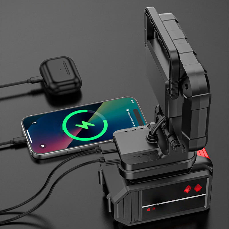 💡LED radno svjetlo koje se može rotirati za 180° - s funkcijom dvostrukog USB punjača🔋 - izdržljivo i bežično - univerzalna kompatibilnost s baterijama - za garažu, gradilište i kampiranje